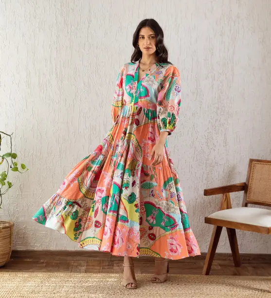 Multicolour Paisley Print Tiered Maxi Dress — Z&ZENTLY dresses for women