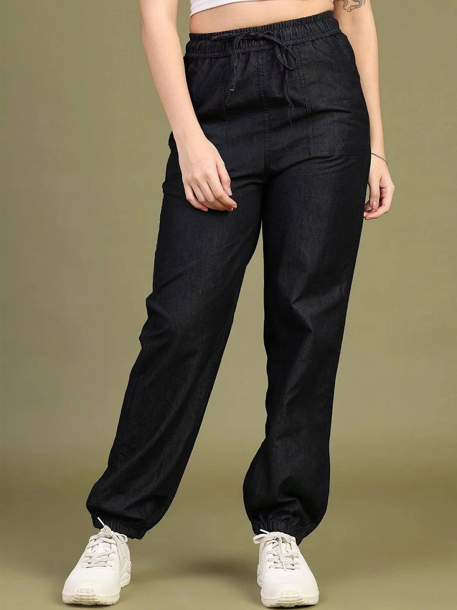 Black Denim Jogger Jeans
